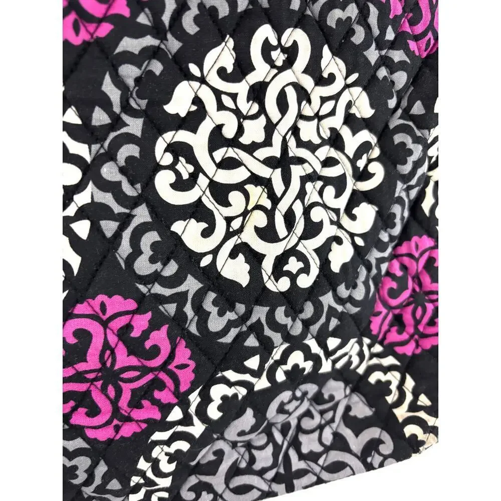 Vera Bradley Canterberry Magenta 2013‎ Tote Quilted Bag Black White READ